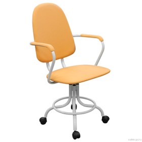 Кресло на винтовой опоре КР14 с подлокотниками (экокожа цвет оранжевый)