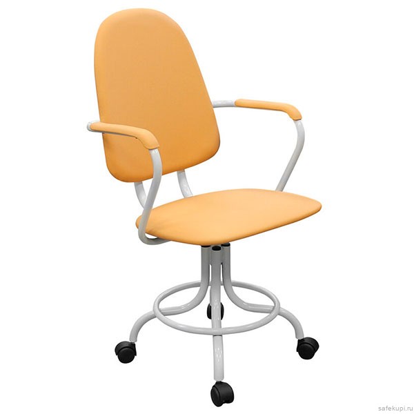 Кресло на винтовой опоре КР14 с подлокотниками (экокожа цвет оранжевый)