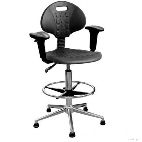 Кресло высокое с подлокотниками КР12-В/П на глайдерах (полиуретан, механизм наклона спинки)