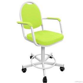 Кресло на винтовой опоре с подлокотниками КР15/П (экокожа цвет светло зеленый)