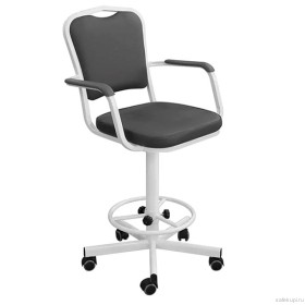 Кресло винтовое с опорой для ног КР02-1 (экокожа цвет черный)