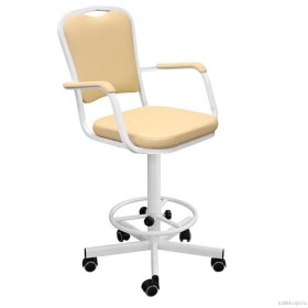 Кресло винтовое с опорой для ног КР02-1 (экокожа цвет кремовый)