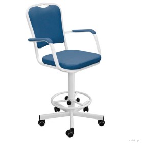 Кресло винтовое с опорой для ног КР02-1 (экокожа цвет синий)
