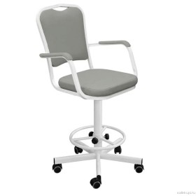 Кресло винтовое с опорой для ног КР02-1 (экокожа цвет серый)