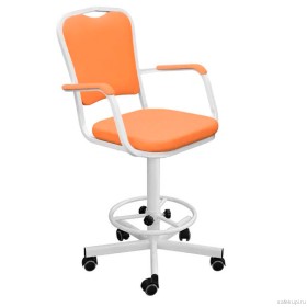 Кресло винтовое с опорой для ног КР02-1 (экокожа цвет оранжевый)