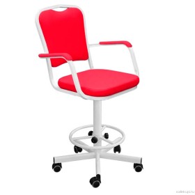 Кресло винтовое с опорой для ног КР02-1 (экокожа цвет красный)