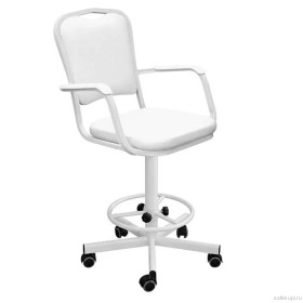 Кресло винтовое с опорой для ног КР02-1 (экокожа цвет белый)
