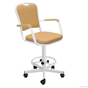 Кресло винтовое с опорой для ног КР02-1 (экокожа цвет бежевый)
