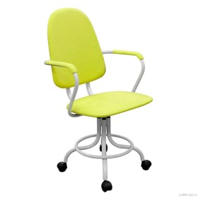 Кресло с подлокотниками на винтовой опоре КР14 (экокожа цвет светло зеленый) 