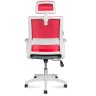 Кресло офисное Бит Red (белый пластик / красная сетка / темно серая ткань)