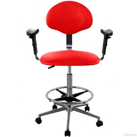 Кресло высокое с подлокотниками обивка экокожа (цвет красный) КР12-В/П