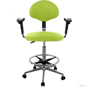 Кресло высокое с подлокотниками обивка экокожа (цвет светло-зеленый) КР12-В/П