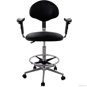 Кресло высокое с подлокотниками обивка экокожа (цвет черный) КР12-В/П