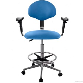 Кресло высокое с подлокотниками обивка экокожа (цвет синий) КР12-В/П