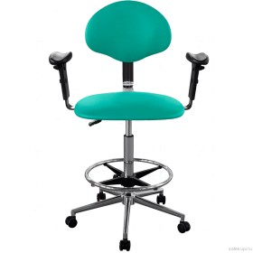 Кресло высокое с подлокотниками обивка экокожа (цвет зеленый) КР12-В/П