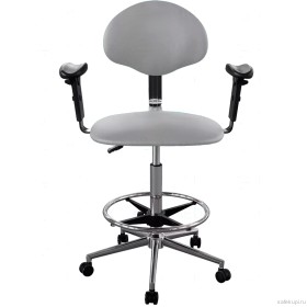 Кресло высокое с подлокотниками обивка экокожа (цвет серый) КР12-В/П