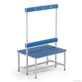 Скамейка двойная с сиденьем из пластиковых брусьев с вешалкой СКП-2В-1000