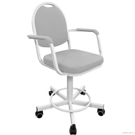 Кресло на винтовой опоре с подлокотниками КР15/П (экокожа цвет серый)
