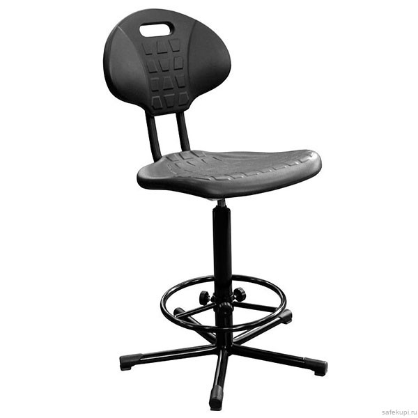 Кресло на винтовой опоре КР10-2 (полиуретан цвет черный) каркас черный