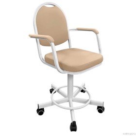 Кресло на винтовой опоре с подлокотниками КР15/П (экокожа цвет кремовый)