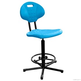 Кресло на винтовой опоре КР10-2 (полиуретан цвет голубой) каркас черный