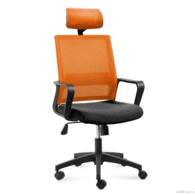 Кресло офисное Бит Orange/black (черный пластик/сетка/ткань)