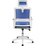 Кресло офисное Бит Blue (белый пластик / синяя сетка / темно серая ткань)
