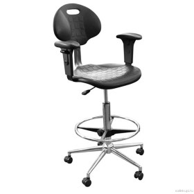 Кресло высокое с подлокотниками КР12-В/П (полиуретан, газлифт, опора)