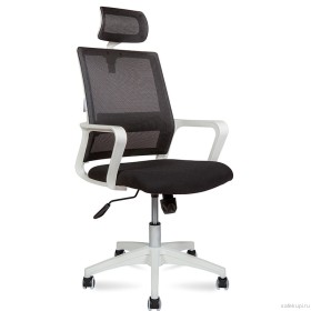 Кресло офисное Бит Black (белый пластик/сетка/ткань)
