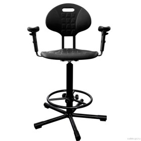 Кресло с подлокотниками на винтовой опоре КР10-2 полиуретан (каркас черный)