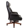 Кресло для руководителя Вагнер (черная кожа/ натуральное дерево)