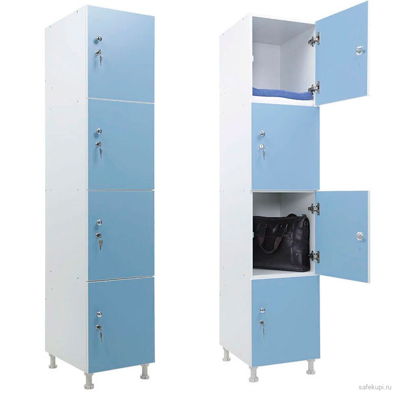 Шкаф для раздевалок ЛДСП WL 14-40 (голубой/белый)