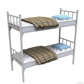 Комплект: кровать 2-ярусная, пружинный матрас, подушка, одеяло (Вахтовик-2)