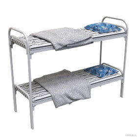 Комплект (кровать 2-ярусная, матрас, одеяло, подушка) Строитель-2