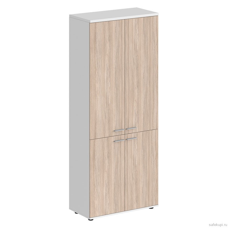 Шкаф высокий 4 двери Sigma 800х400х1955 мм (корпус белый / фасады дуб светлый)