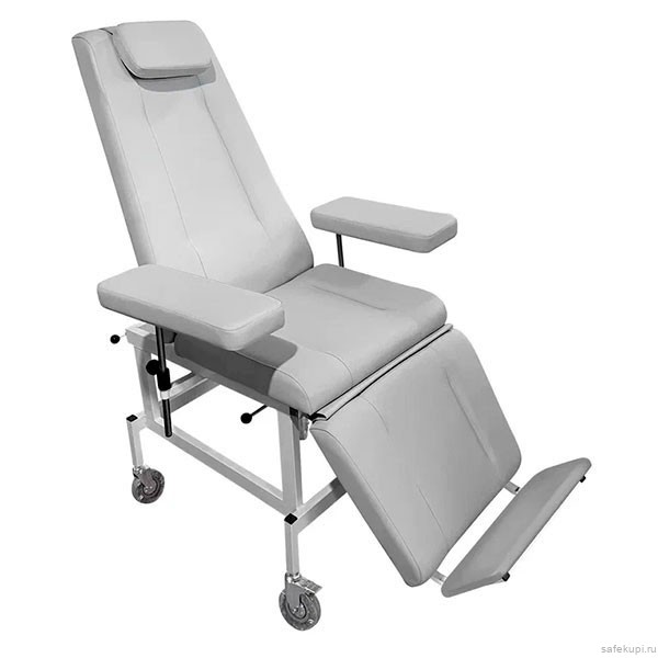 Кресло-кушетка на колесах К03 с подставкой для ног (цвет серый)