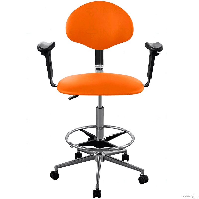 Кресло высокое с подлокотниками обивка экокожа (цвет оранжевый) КР12-В/П